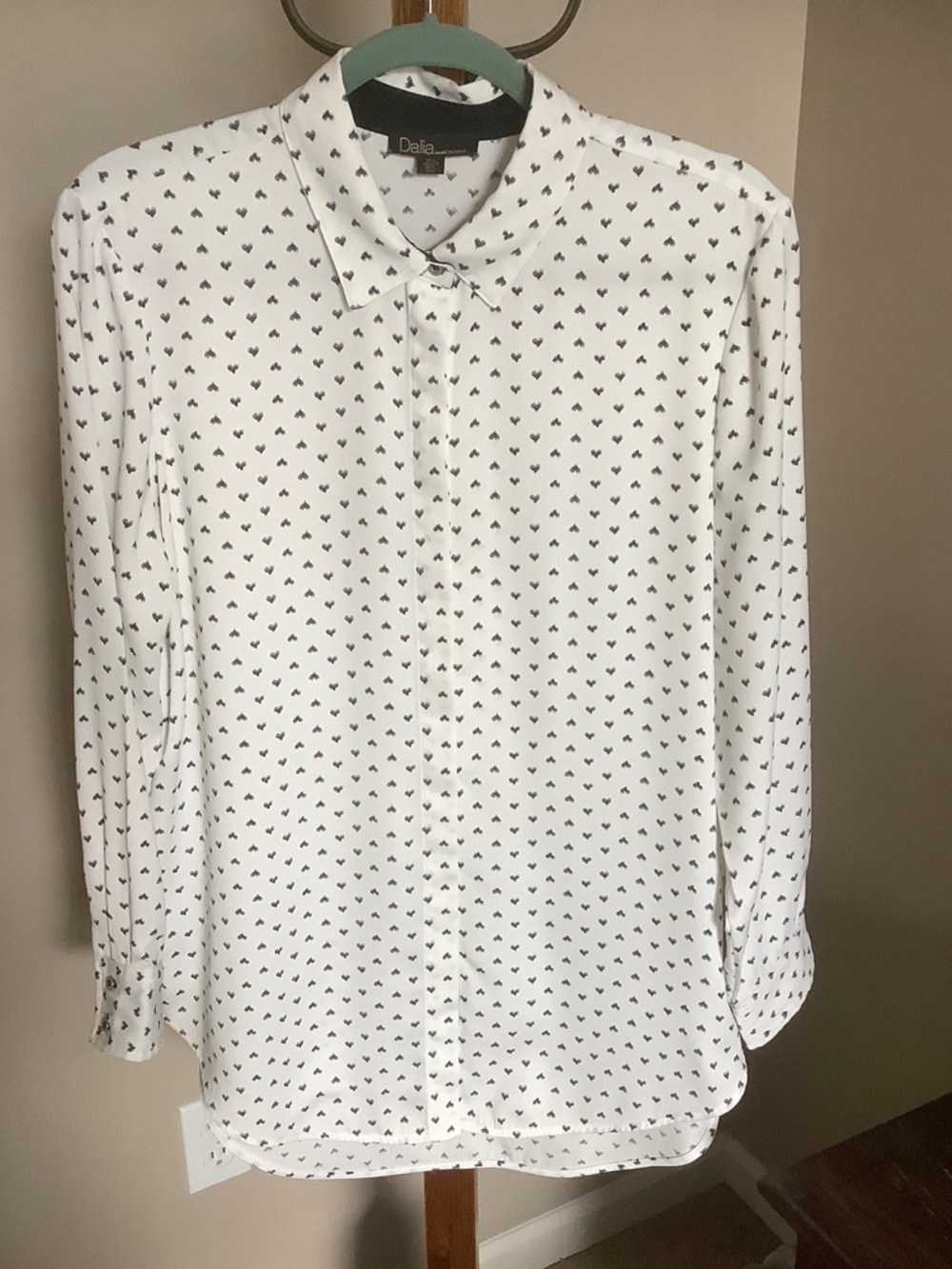 Dalia White Blouse with Black Heart Print